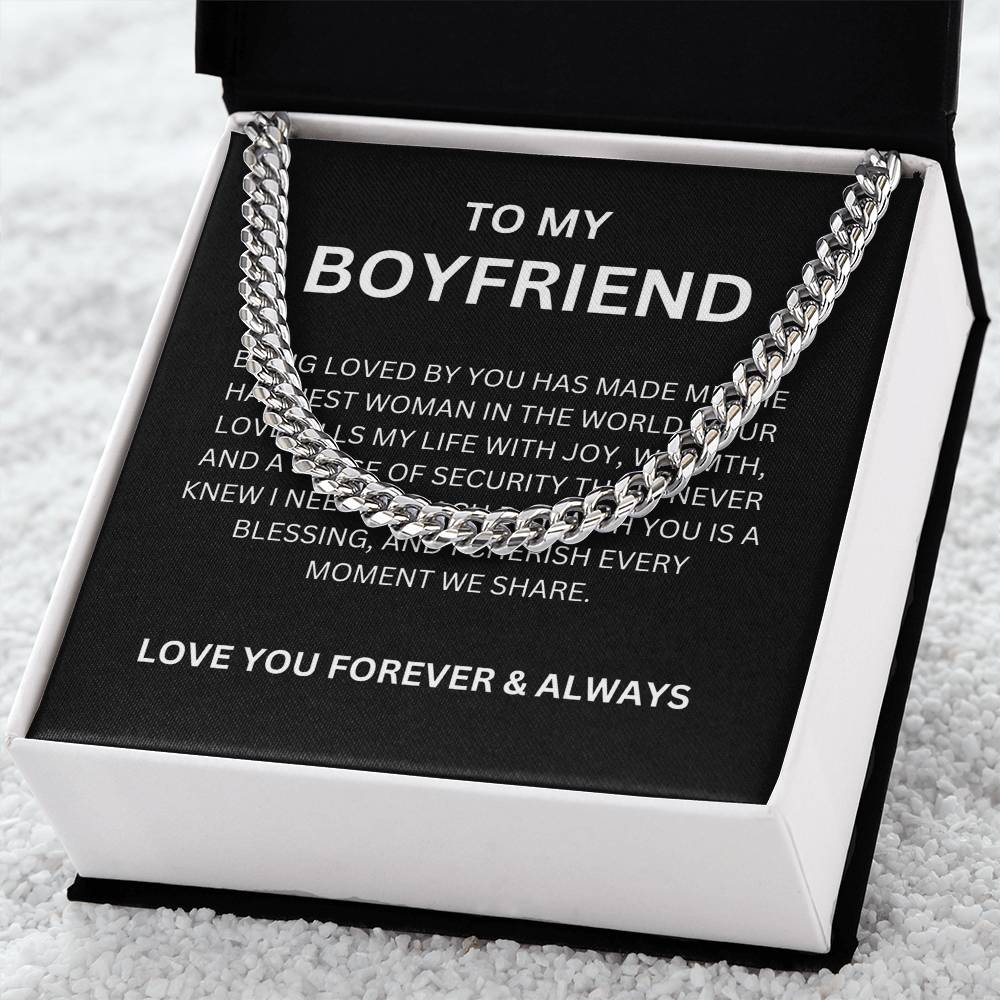 To My Boyfriend, With Love — Cuban Link Chain & Heartfelt Message Card