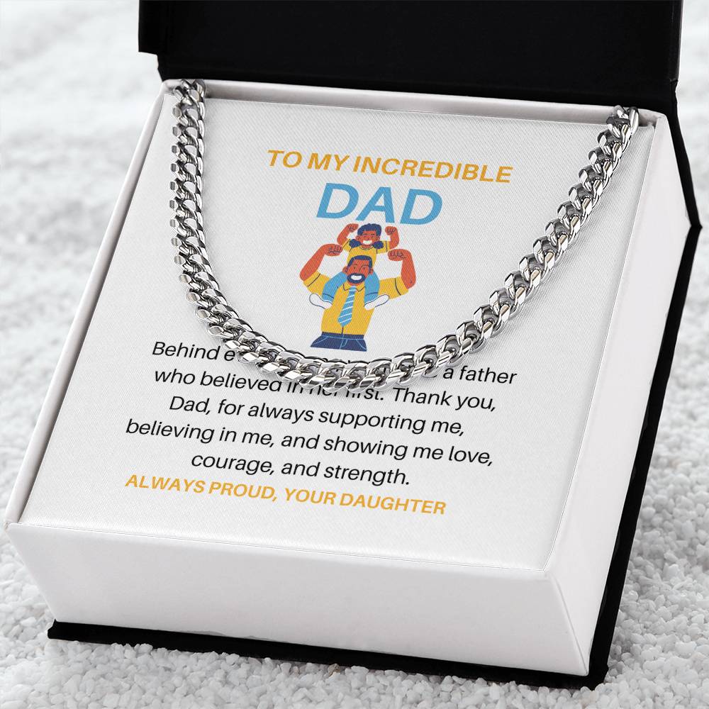 To My Father – Cuban Link Chain Gift from Daughter | Because Behind Every Strong Woman Is an Even Stronger Dad