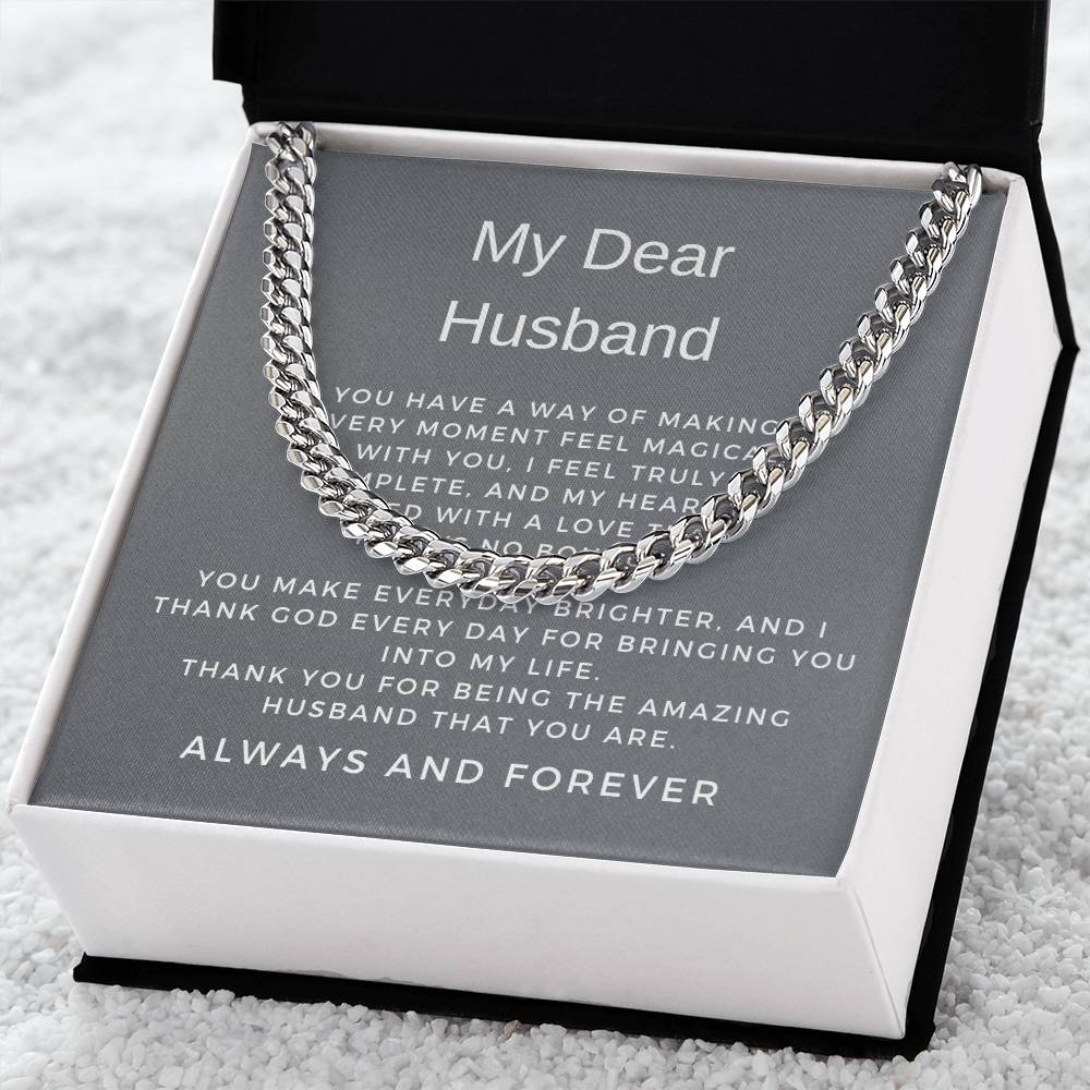 To My Husband | Modern Cuban Link Chain Necklace Gift for Him