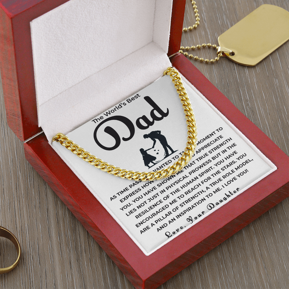 Cuban Link Chain Gift for Dad from Daughter | Celebrating Your Support, Love & the Bond We Share