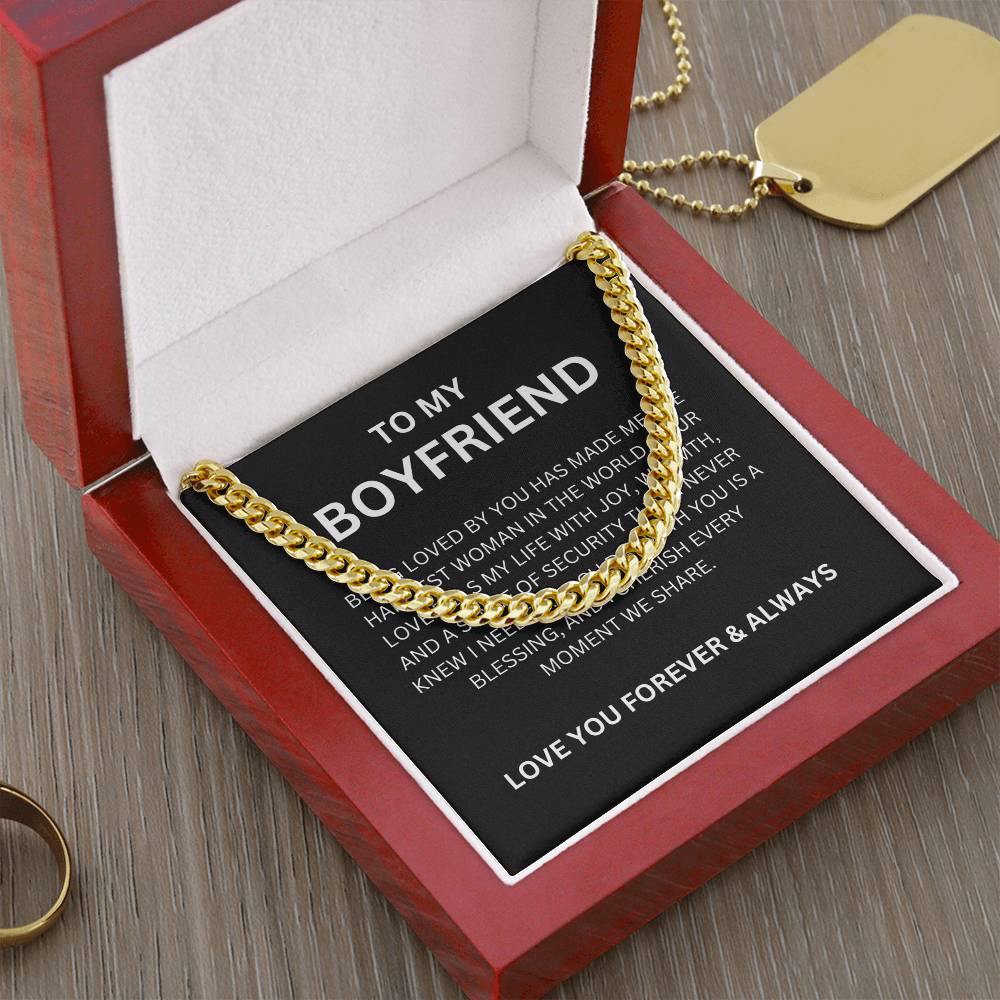 To My Boyfriend, With Love — Cuban Link Chain & Heartfelt Message Card