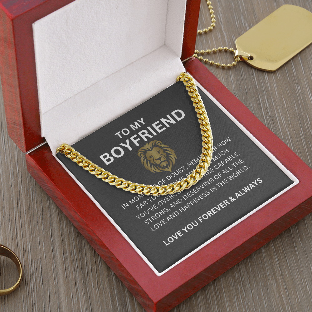 Cuban Link Chain for Boyfriend with Heartfelt Message Card