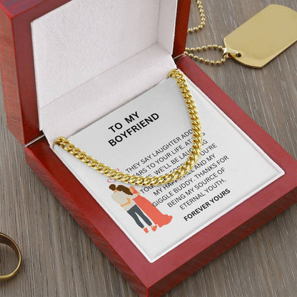 To My Loving Boyfriend — Cuban Link Chain Gift with Heartfelt Message Card