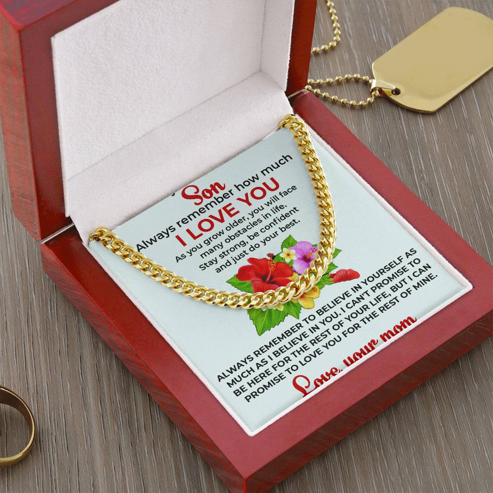 To My Beautiful Boy | Cuban Link Chain from Mom | Trendy Jewelry Gift for Special Moments