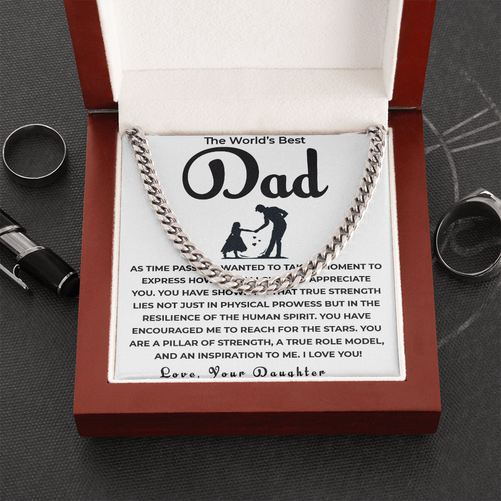 Cuban Link Chain Gift for Dad from Daughter | Celebrating Your Support, Love & the Bond We Share