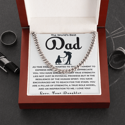 Cuban Link Chain Gift for Dad from Daughter | Celebrating Your Support, Love & the Bond We Share