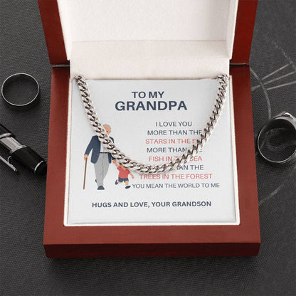 To My Dear Grandpa – Stylish Cuban Link Chain Gift for Grandpa from Grandson