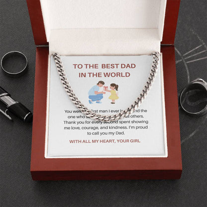 Dad, You’re My First Hero – Elegant Cuban Link Chain For Dad Gift For Father