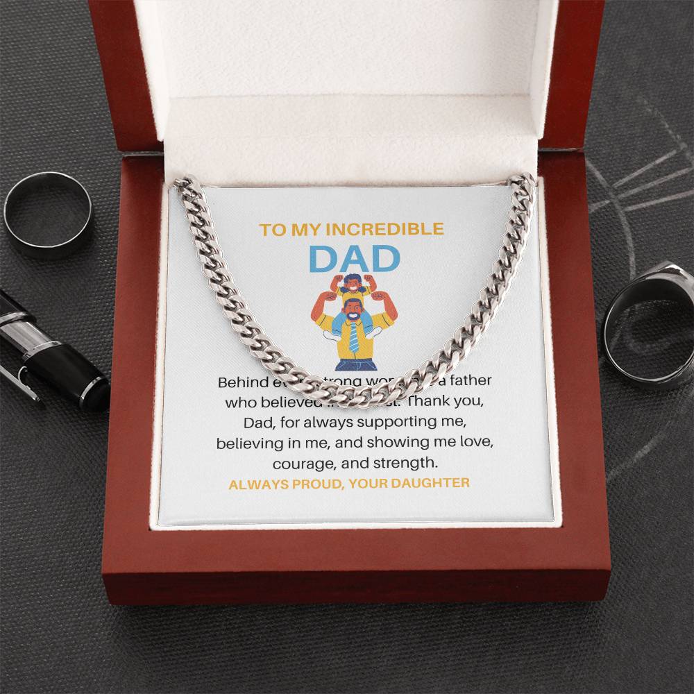 To My Father – Cuban Link Chain Gift from Daughter | Because Behind Every Strong Woman Is an Even Stronger Dad