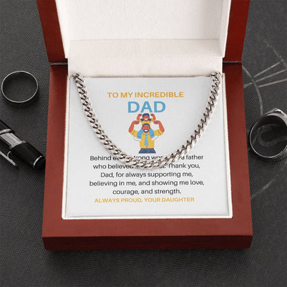 To My Father – Cuban Link Chain Gift from Daughter | Because Behind Every Strong Woman Is an Even Stronger Dad