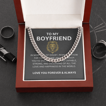 Cuban Link Chain for Boyfriend with Heartfelt Message Card