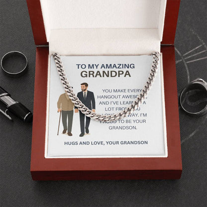 To My Beloved Grandpa – Men’s Cuban Link Chain Necklace Gift from Grandson