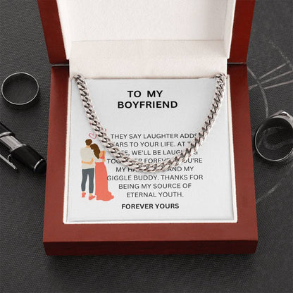 To My Loving Boyfriend — Cuban Link Chain Gift with Heartfelt Message Card