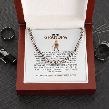 To My Loving Grandpa – Men’s Cuban Link Chain Gift from Granddaughter