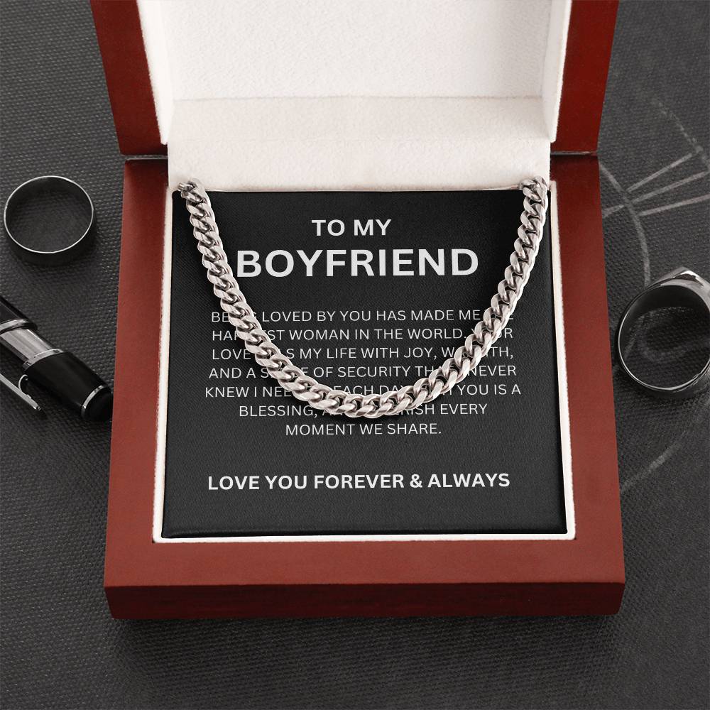 To My Boyfriend, With Love — Cuban Link Chain & Heartfelt Message Card