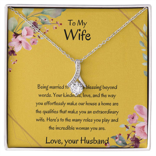 To My Wife, My Wonderful Partner - Alluring Beauty Necklace Gift for Wife