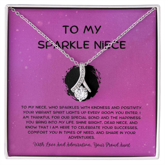 To My Sparkle Niece - From Aunt to Niece Alluring Beauty Necklace - SOUVMOUR