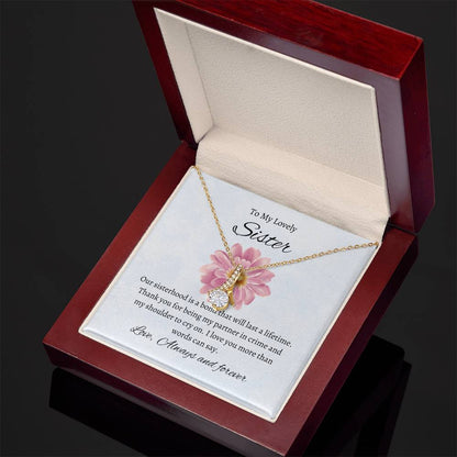 To My Beautiful Sister – Alluring Beauty Necklace | A Timeless Gift in Stunning Gold Tones