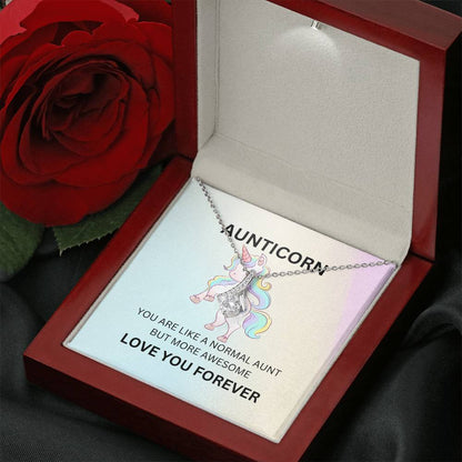 To My Aunticorn – Fun Beauty Necklace | Unique Yellow & White Gold Necklace for My Amazing Aunt - SOUVMOUR