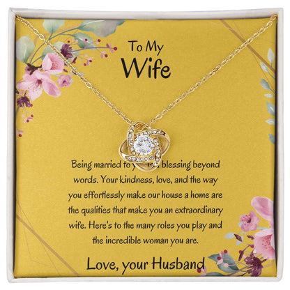 To My Wife, My Wonderful Partner - Love Knot Necklace Gift for Wife
