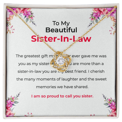 To My Beautiful Sister-in-law Necklace | Love Knot Necklace | Sister-in-Law Gift