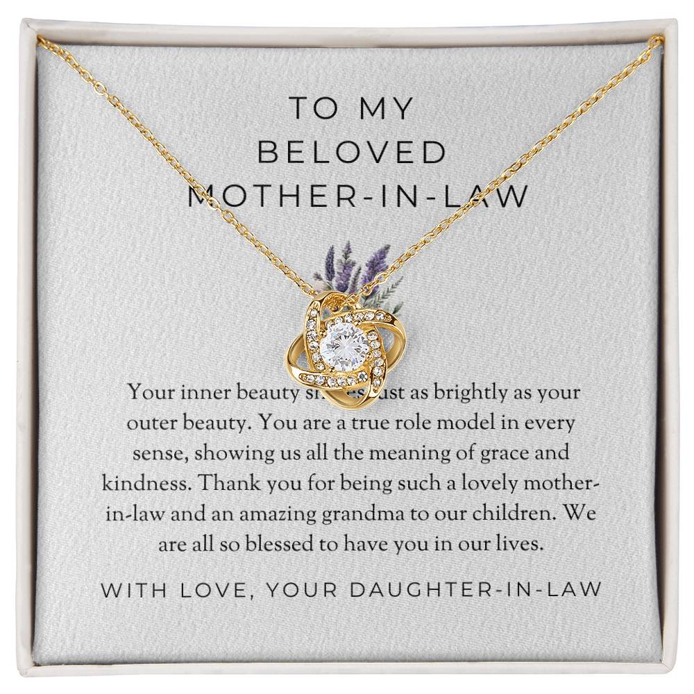 To My Beloved Mother-in-law, Love Knot Necklace with Heartfelt Message | Mother-in-law Gift