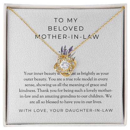 To My Beloved Mother-in-law, Love Knot Necklace with Heartfelt Message | Mother-in-law Gift