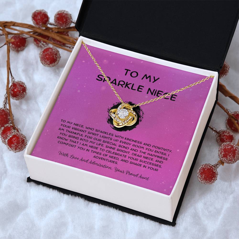 To My Sparkle Niece - From Aunt to Niece Love Knot Necklace - SOUVMOUR
