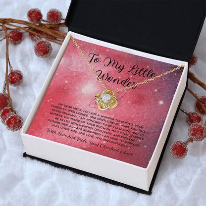 To My Little Wonder - From Aunt to Niece Love Knot Necklace - SOUVMOUR