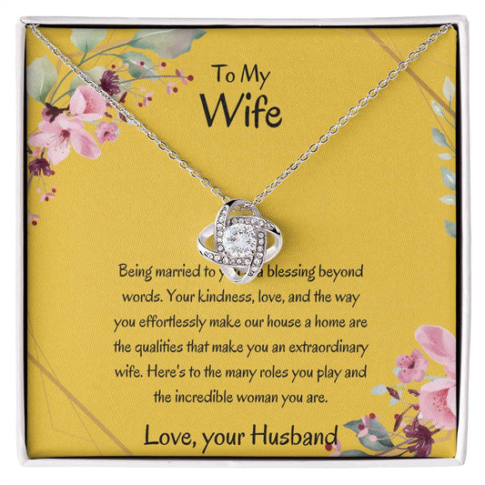 To My Wife, My Wonderful Partner - Love Knot Necklace Gift for Wife