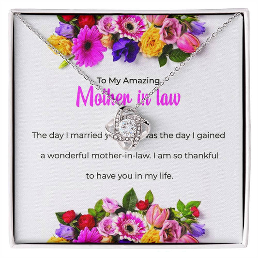 To My Amazing Mother-in-law, Love Knot Necklace with Heartfelt Sentiments | Mother-in-law Gift