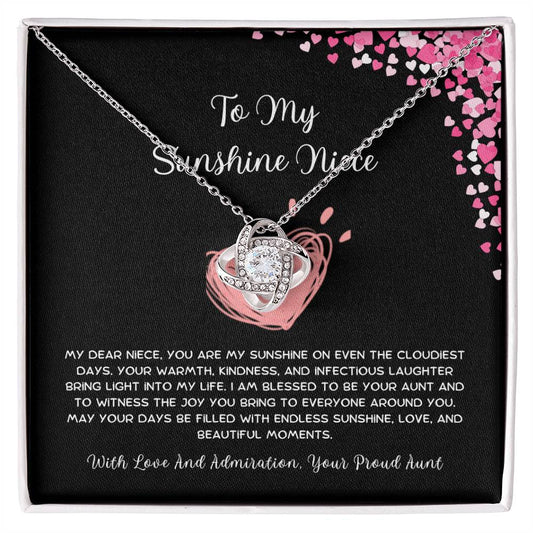 To My Sunshine Niece - From Aunt to Niece Love Knot Necklace - SOUVMOUR