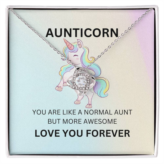 To My Aunticorn – Fun Love Knot Necklace | Unique Jewelry For Showing Love and Appreciation - SOUVMOUR