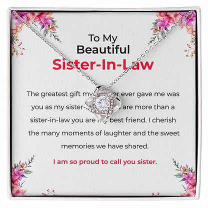 To My Beautiful Sister-in-law Necklace | Love Knot Necklace | Sister-in-Law Gift
