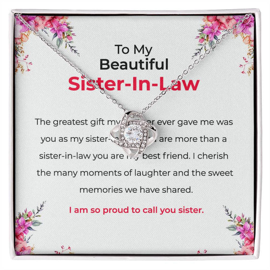 To My Beautiful Sister-in-law Necklace | Love Knot Necklace | Sister-in-Law Gift