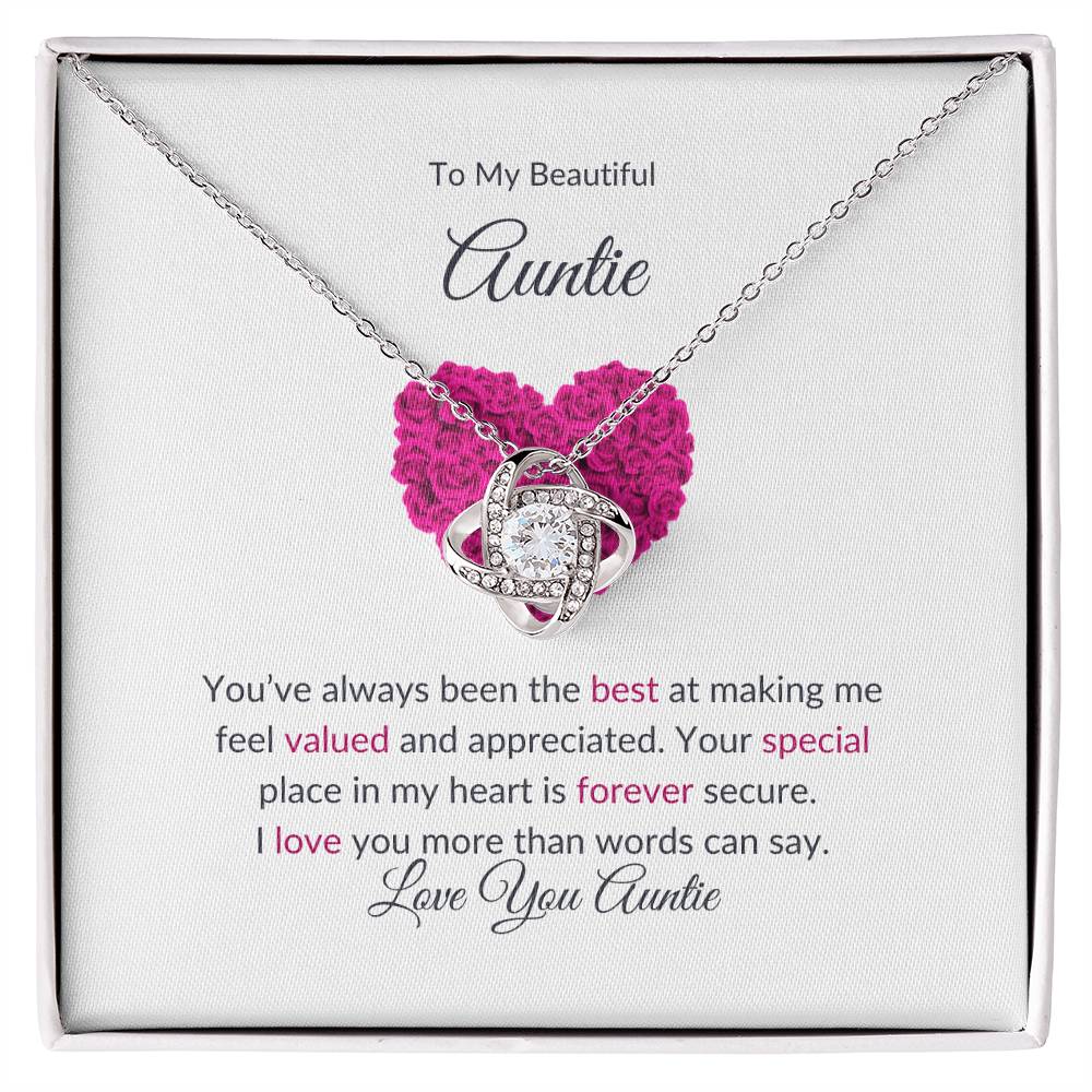 To My Beautiful Aunt Necklace – Elegant Love Knot Jewelry | Message Card For Expressing Love and Gratitude - SOUVMOUR