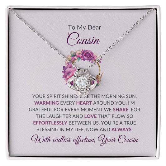 Cousin Necklace | To My Dear Cousin - Love Knot Necklace | Cousin Friendship Necklace