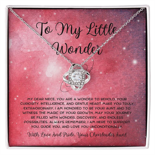 To My Little Wonder - From Aunt to Niece Love Knot Necklace - SOUVMOUR