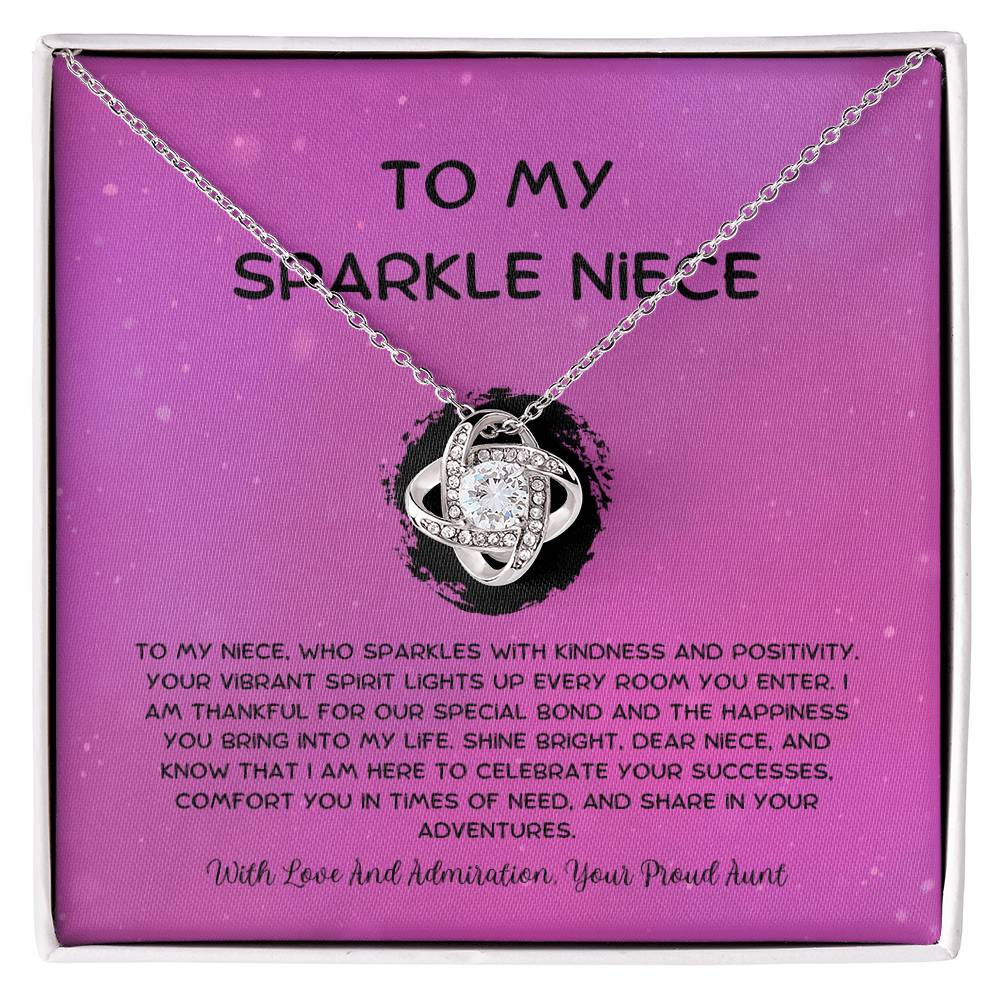 To My Sparkle Niece - From Aunt to Niece Love Knot Necklace - SOUVMOUR