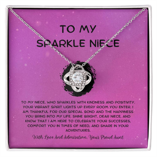 To My Sparkle Niece - From Aunt to Niece Love Knot Necklace - SOUVMOUR