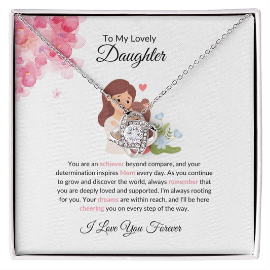 To My Beautiful & Lovely Daughter - Love Knot Necklace  For Daughter