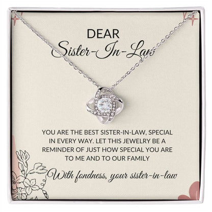 To My Dear Sister-in-law Necklace | Love Knot Necklace | Sister-in-Law Gift