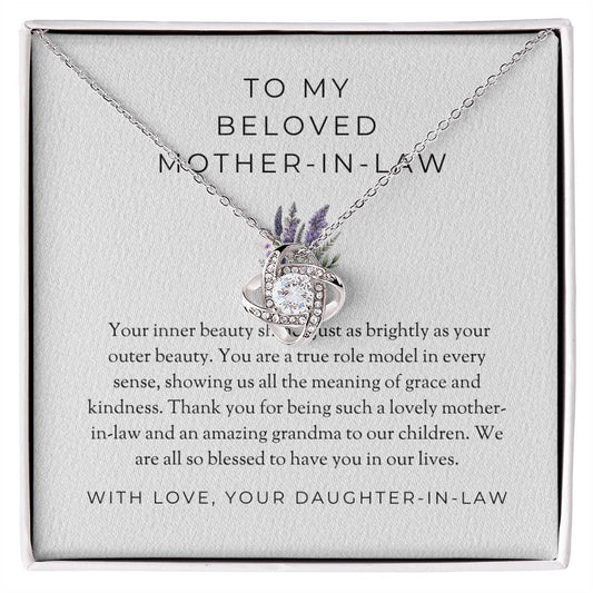 To My Beloved Mother-in-law, Love Knot Necklace with Heartfelt Message | Mother-in-law Gift