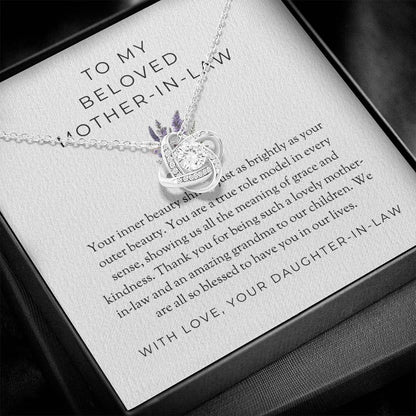 To My Beloved Mother-in-law, Love Knot Necklace with Heartfelt Message | Mother-in-law Gift