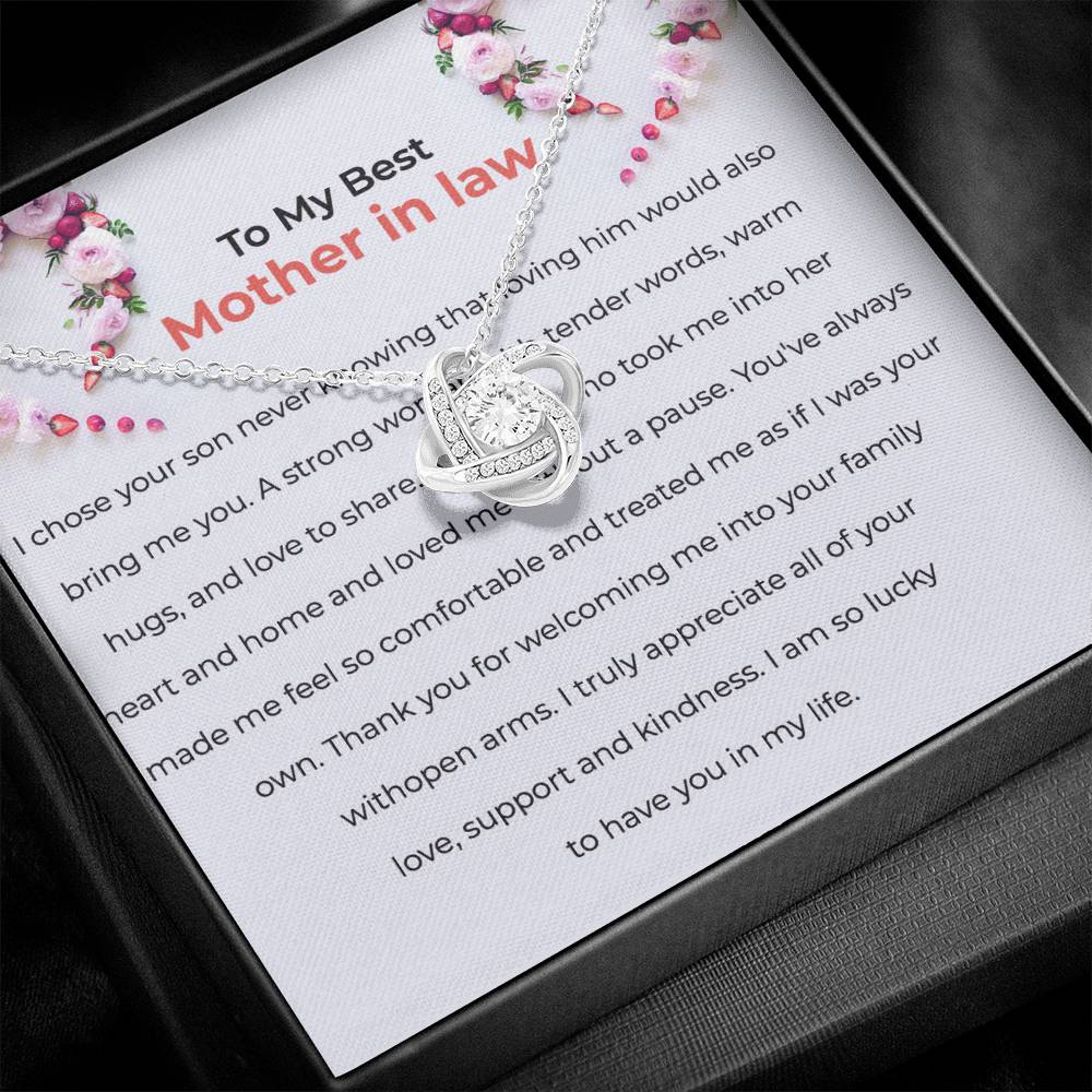 For The Best Mother-in-law, Love Knot Necklace with Heartfelt Message | Mother-in-law Gift