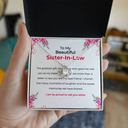 To My Beautiful Sister-in-law Necklace | Love Knot Necklace | Sister-in-Law Gift