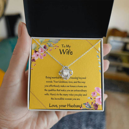 To My Wife, My Wonderful Partner - Love Knot Necklace Gift for Wife
