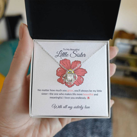 To My Gorgeous Little Sister – Love Knot Necklace | A Charming Necklace Gift For Little Sister