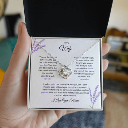 To My Wife, The Heart of Our Home | Love Knot Necklace Gift for Wife