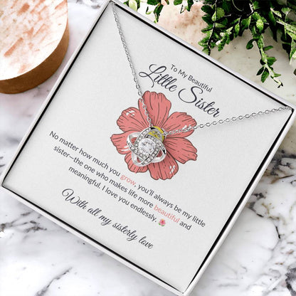 To My Gorgeous Little Sister – Love Knot Necklace | A Charming Necklace Gift For Little Sister